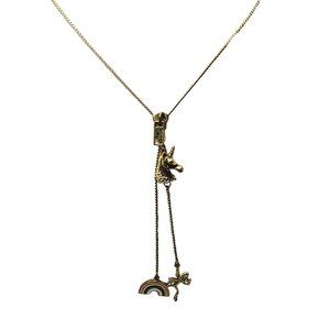 Vintage NOS Signed Bee Charming Unicorn Zipper Necklace (A1417)
